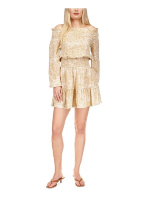 MICHAEL MICHAEL KORS Женский бежевый гофрированный пуловер без подкладки, короткое платье XL