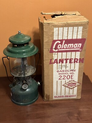 Coleman Model 220E Gasoline Lantern Dated 9 59 With Original Box & Paperwork
