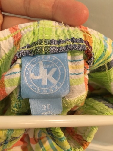 J Khaki Boys Plaid Shorts 3T 3 Toddler Green Orange