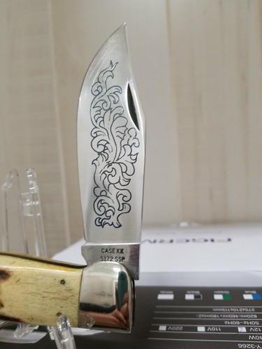 Case XX BLUE SCROLL 1977 5172 Bulldog Stag Handle