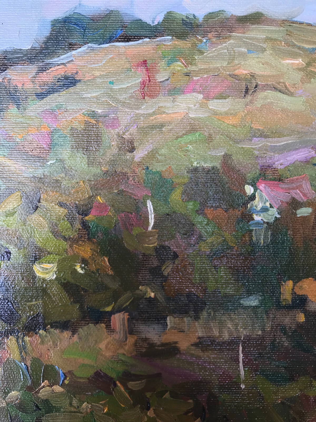 Oil painting Village Ukrainian painter Canvas Unframed Decor original landscape