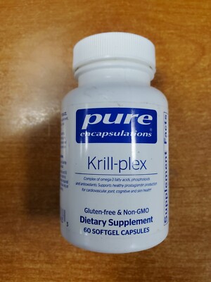 Pure Encapsulations Krill-Plex Omega-3 Fatty Acids Supp. 60 Caps Exp 7/25 E17E