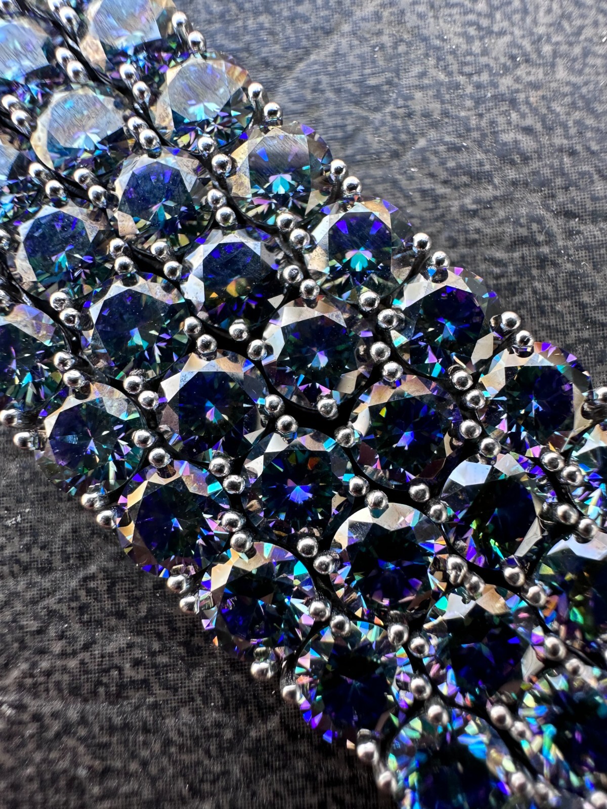 Pre-owned Silver Real Blue Moissanite 5mm Tennis Chain 925  Iced Necklace Pass Diamond Test