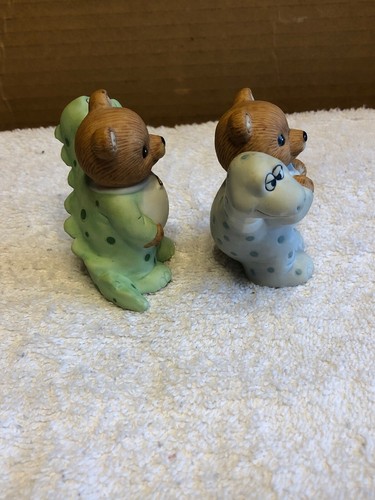 Homco Boy And Girl Bears In Dragon Pajamas Figurines