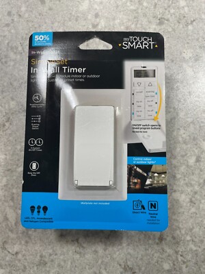 myTouchSmart 24-Hour Indoor In-Wall Timer with 2 Custom ON/OFF Times, White