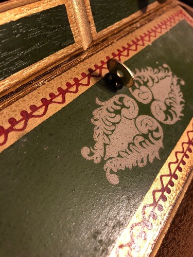 Vintage FLORENTINE ITALIAN SLANT TOP JEWELRY BOX Drop Front Key Locking Drawers