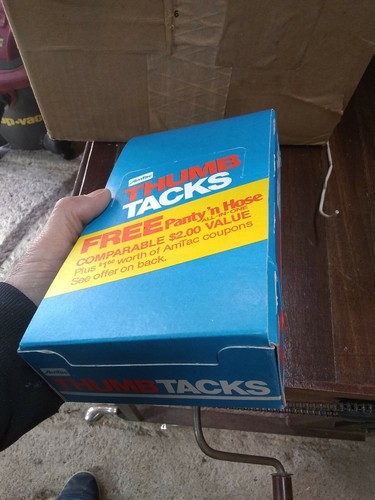 Vintage Amtac 2 doz Thumb Tacks Vintage Lot NOS Box