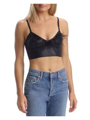 

COMMANDO Intimates Черный бюстгальтер без косточек с отделкой перьями, BRA405