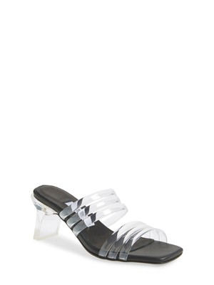 

MISTA Женские черные кожаные шлепанцы Helena Square Toe Block Heel Slip On, Черный, 1959