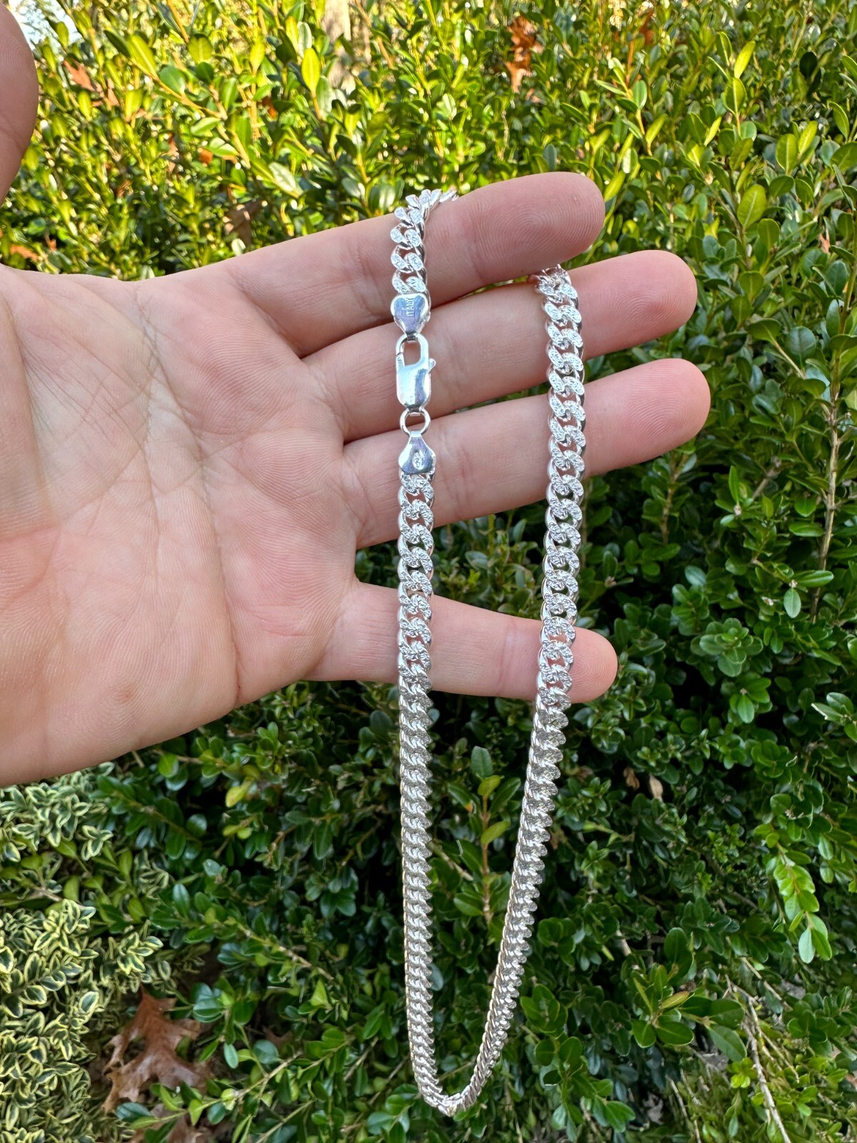 Miami Cuban Chain Diamond Cut Real 925 Sterling Silver Bracelet Necklace 3-7mm