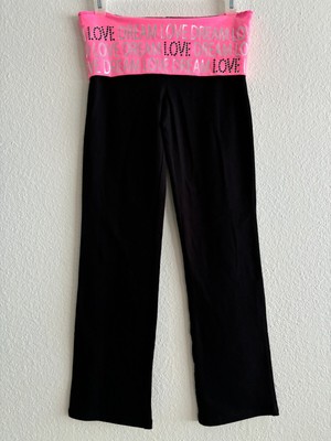 New Danskin Women's Black Pink Waist Band Yoga Pants Leggings Size Large 10-12