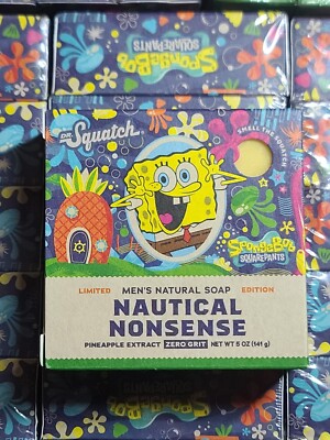Dr. Squatch Nautical Nonsense SpongeBob Men's Natural Pineapple Soap No Grit New