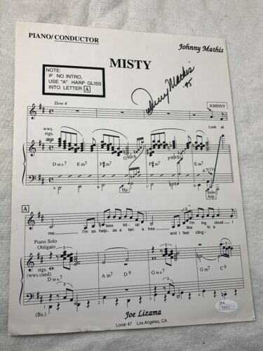  JOHNNY MATHIS AUTHENTIC SIGNED MISTY 8.5X11 MUSIC SHEET PHOTO 