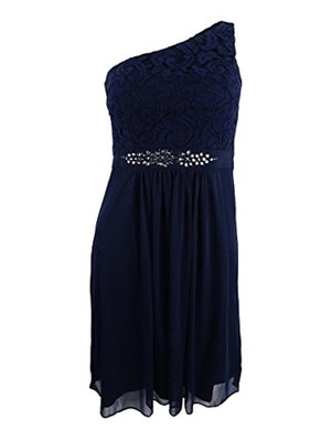 

ADRIANNA PAPELL Женское темно-синее кружевное платье до колен с асимметричным вырезом и вырезом Размер, Navy