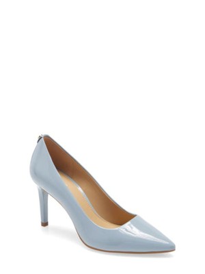 

MICHAEL KORS Женские голубые кожаные туфли-лодочки без шнуровки Dorothy Stiletto 7,5 м, Light blue, 40F6DOMP1A