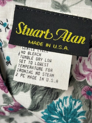 Vintage Stuart Alan Womens Suit 16 Pink 2pc Floral Cottage Skirt Jacket USA 2891