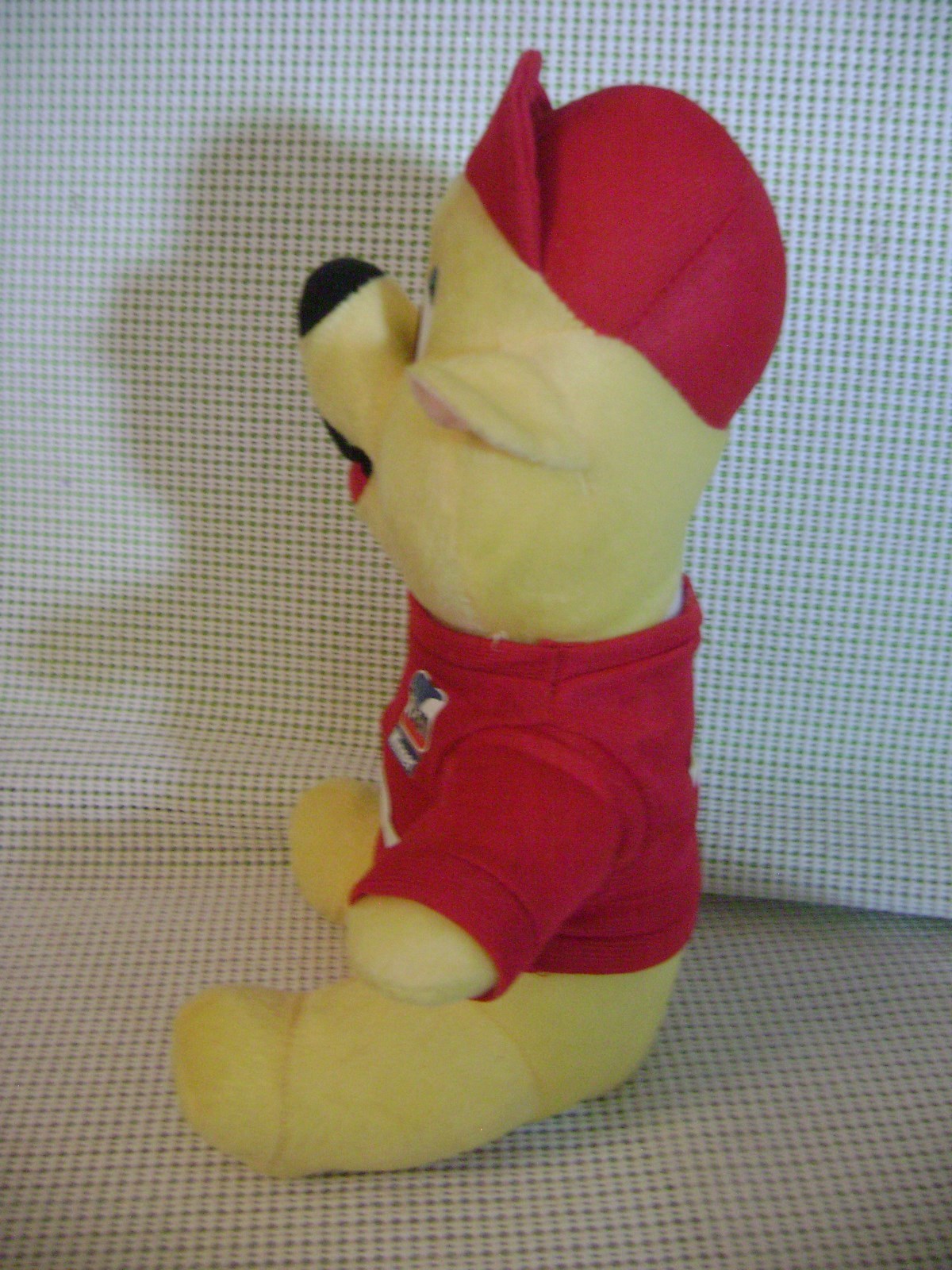 yellow BEAR PLUSH toy F1 SUPERCAR stuffed animal TEAM WINNER racing vtg teddy