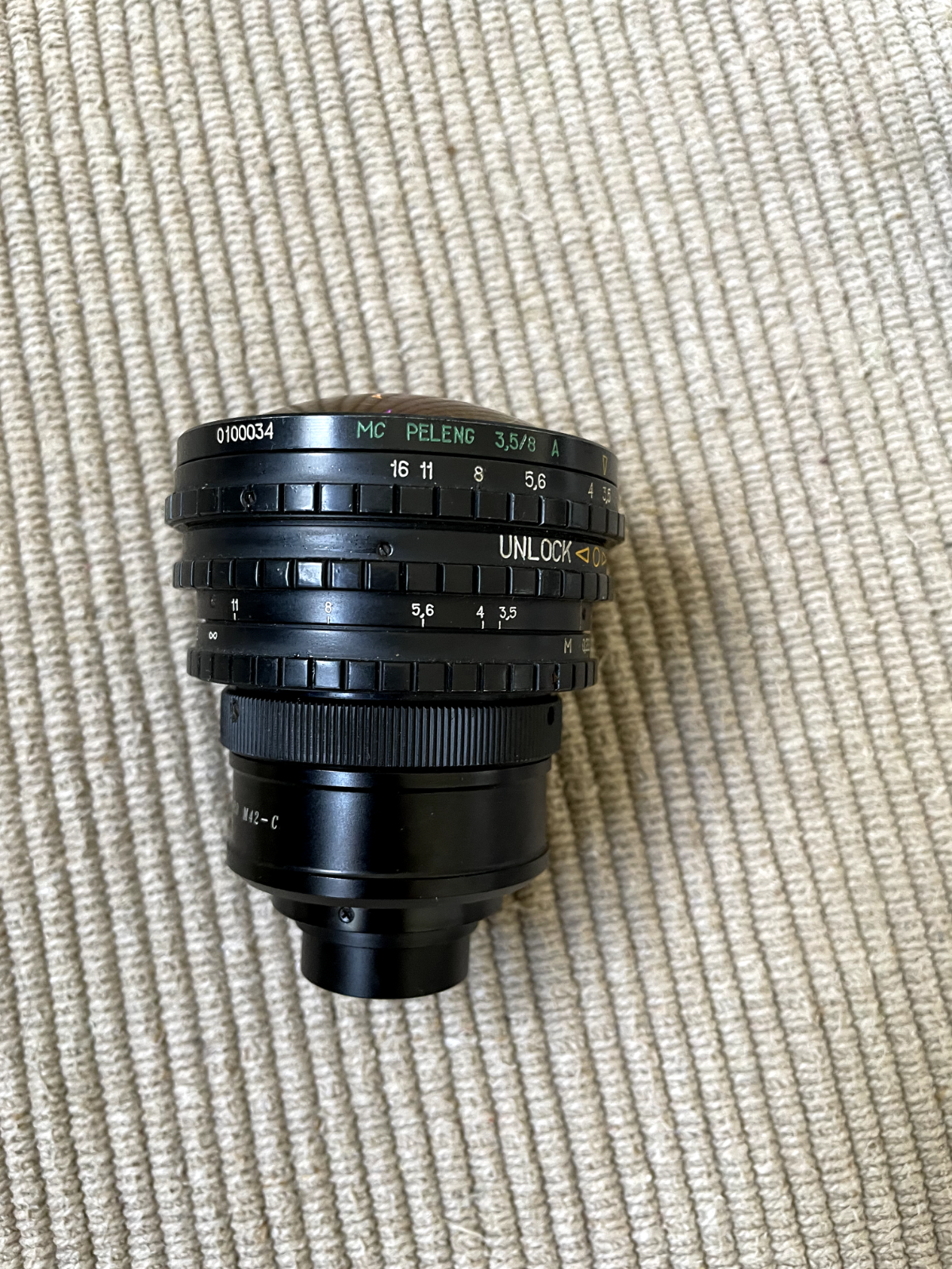 Peleng 8mm f3.5 Fisheye Lens with C Mount