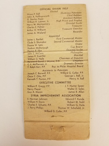 Vintage Matchbook Cover Syria Temple Mosque Pittsburgh Pennsylvania 1957 c8