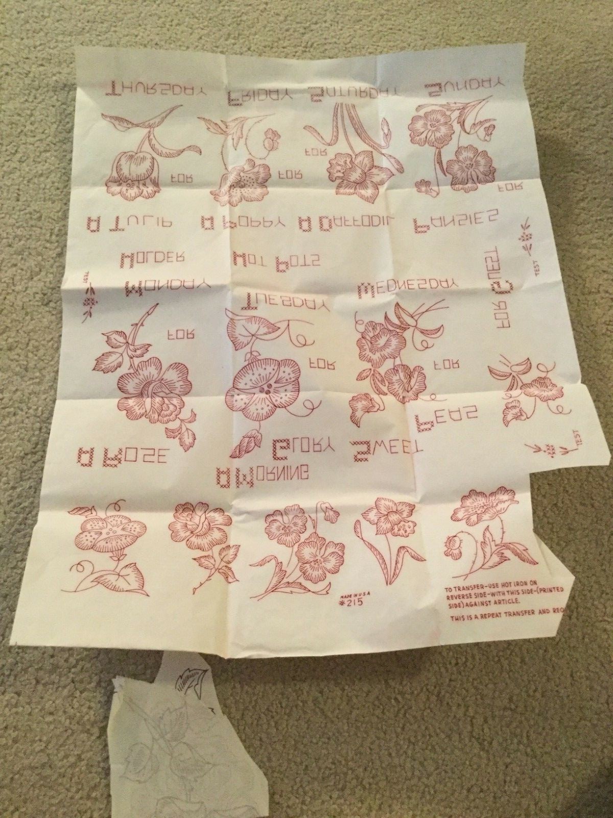 Vogart 702 Original  Hand Embroidery Transfer Pattern Roses Daisies Cut