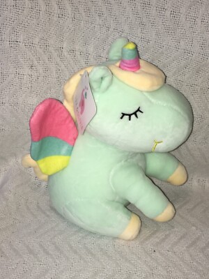Jax & Olivia 10'' Super Soft Stuffed Unicorn Bestie with Rainbow Wings Lt. Green