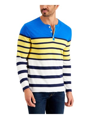 КЛУБНАЯ мужская рубашка Henley классического покроя в синюю полоску XXL