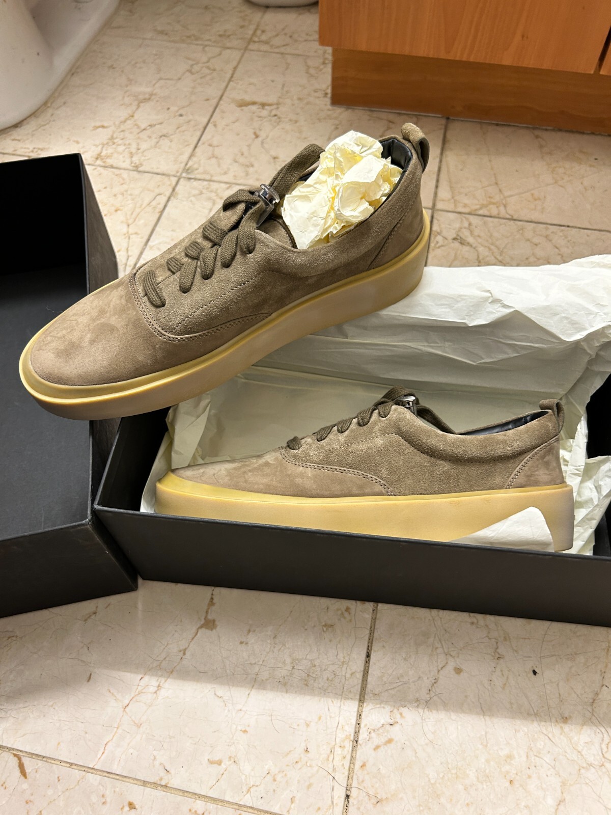 Pre-owned Fear Of God 101 Rough Suede Grey Sneakers Size Us 9 / Eur 42 In Gray