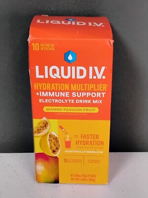 LIQUID I.V. Hydration Multiplier 10 STICKS Total EXP 05/26 MANGO PASSION FRUIT 