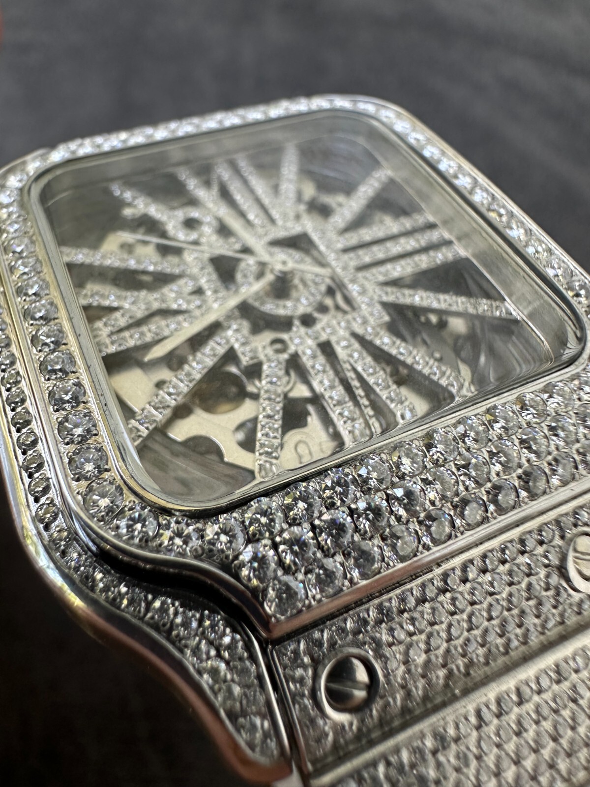 Pre-owned Hip Hop Real Mens Moissanite Watch Iced Automatic Movement  Bust Down Skeleton