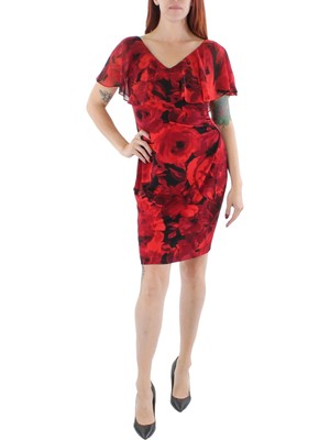 CONNECTED APPAREL Womens Red Flutter Sleeve Sheath Dress Plus 20W