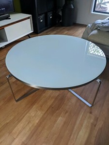 coffee table round gumtree br crossed 1m styling legs condition glass silver property