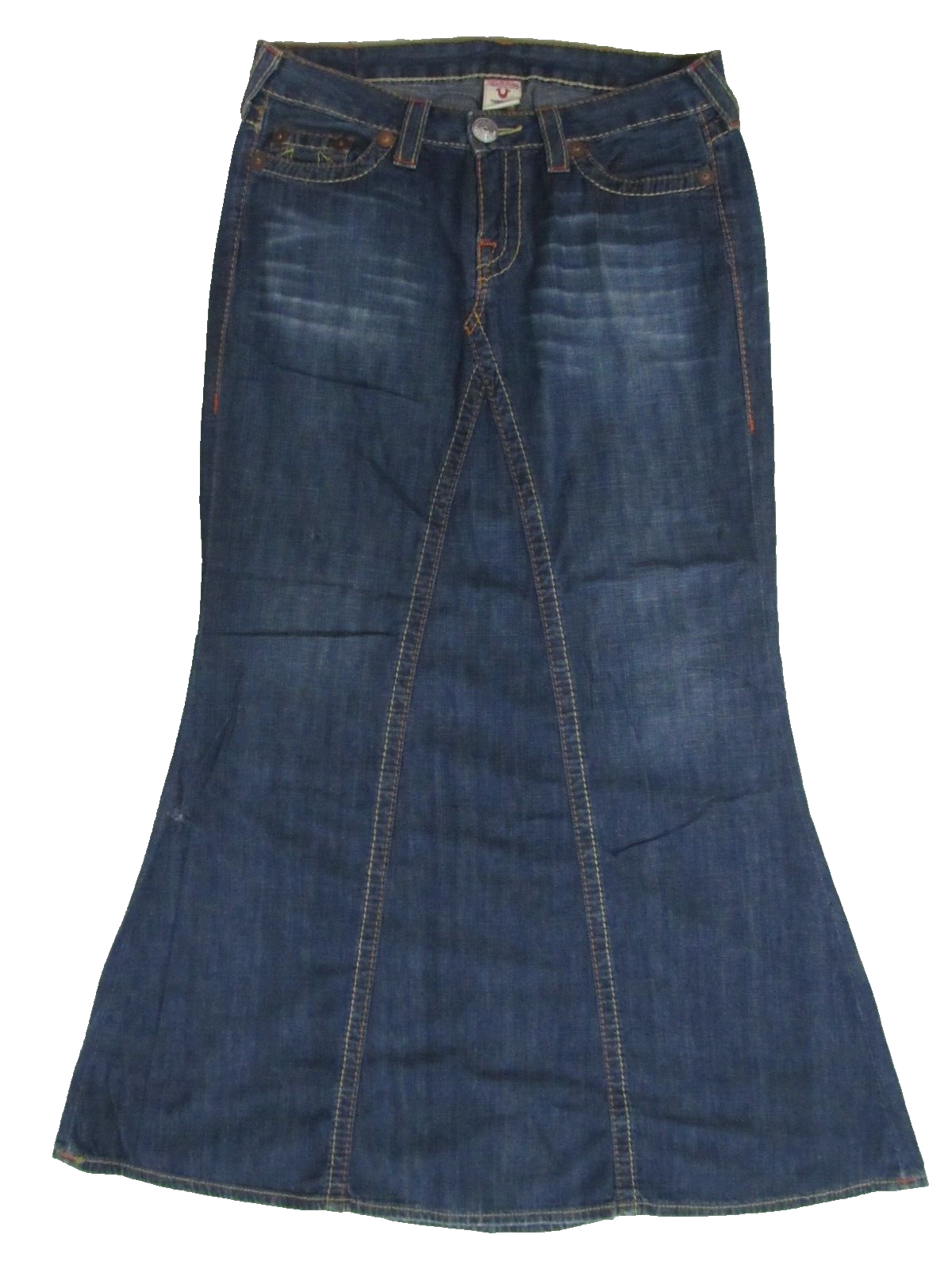 ★24SS★KIRSH X TRUERELIGION★STITCH POINT DENIM WIDE SKIRT SADIE DENIM SADDLE STITCH MINI SKIRT - Dark Wash | True Religion