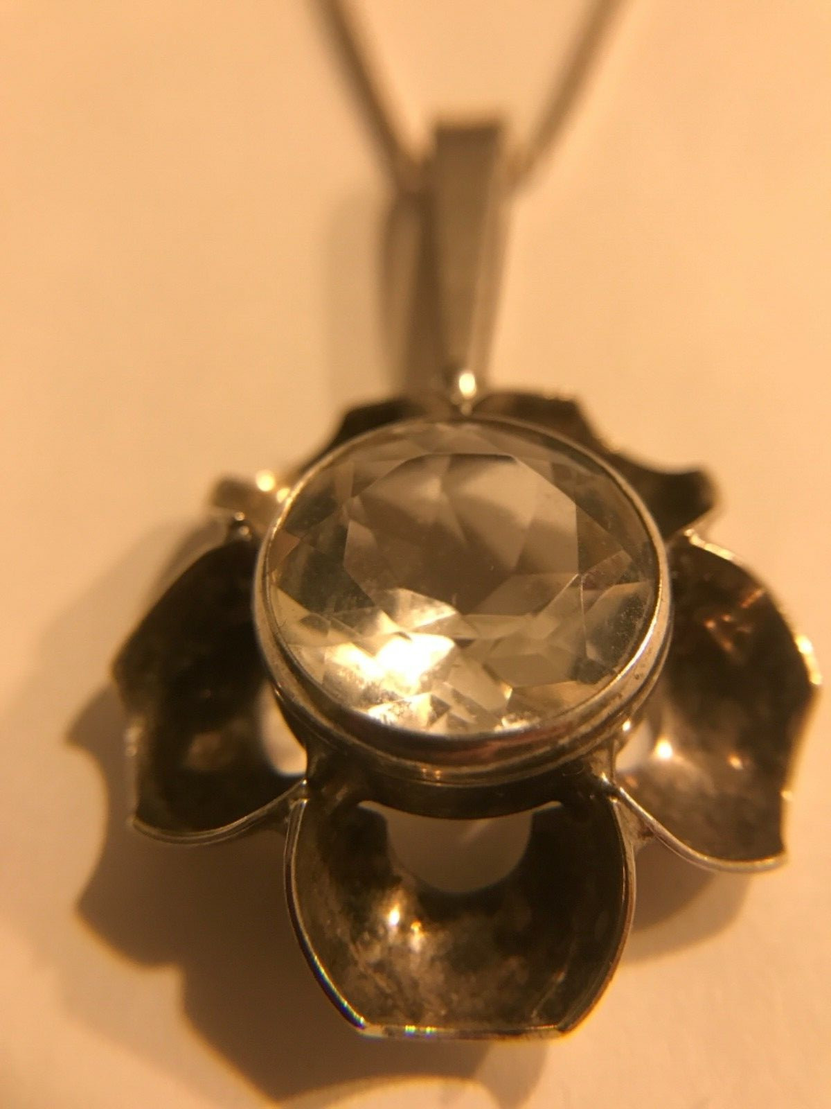 OXO H C Ostrem Scandinavian Sterling Modernist Crystal Necklace Norway