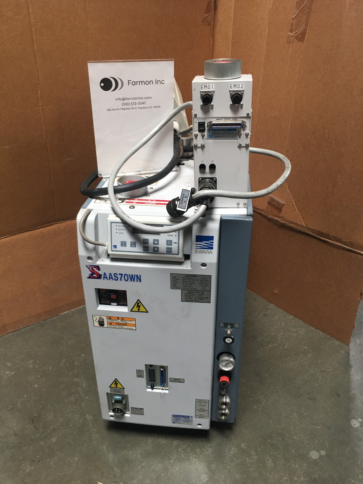 Ebara AAS70WN Dry Vacuum Pump w/ VIF-AA1C1/PB40-2 Control Panel, 129945