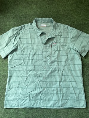 Columbia Mens Vented Fly Fishing Shirt XL Green Striped Omni-Shade