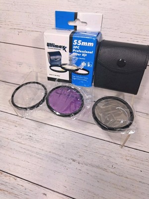 Ultimaxx 3 Piece HD Filter Kit (UV, CPL, FLD) for Canon Nikon Sony with Case NEW