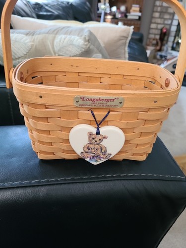 Longaberger 1997 Dresden Tour Basket With Ceramic Teddy Bear Tag