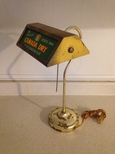 Vintage 1950's Or 60's Canada Dry Pale Ginger Ale Bankers Style Desk Lamp, RARE