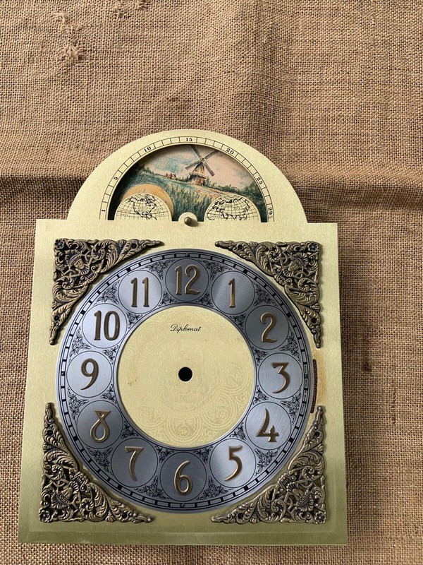 Vintage Diplomat Grandfather Clock Face With Ship & Windmill