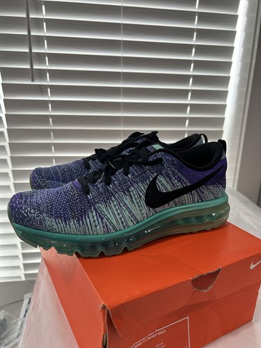 Pre-owned Nike Women's Flyknit Max Running Shoes 620659 501hyper Grape Black Sz 12