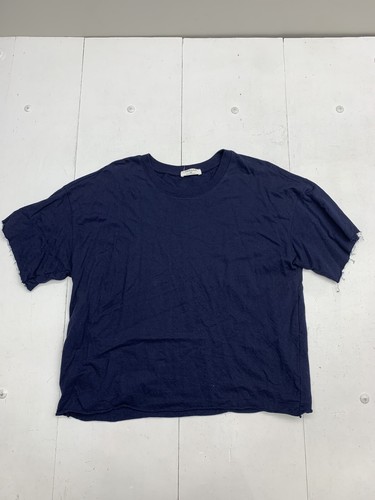 zenaoページ Zenana Womens Dark Blue Raw Hem Short Sleeve Shirt Size