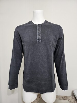 Marine Layer Men's Long Sleeve Heavy Slub Henley Forged Iron Size M/L
