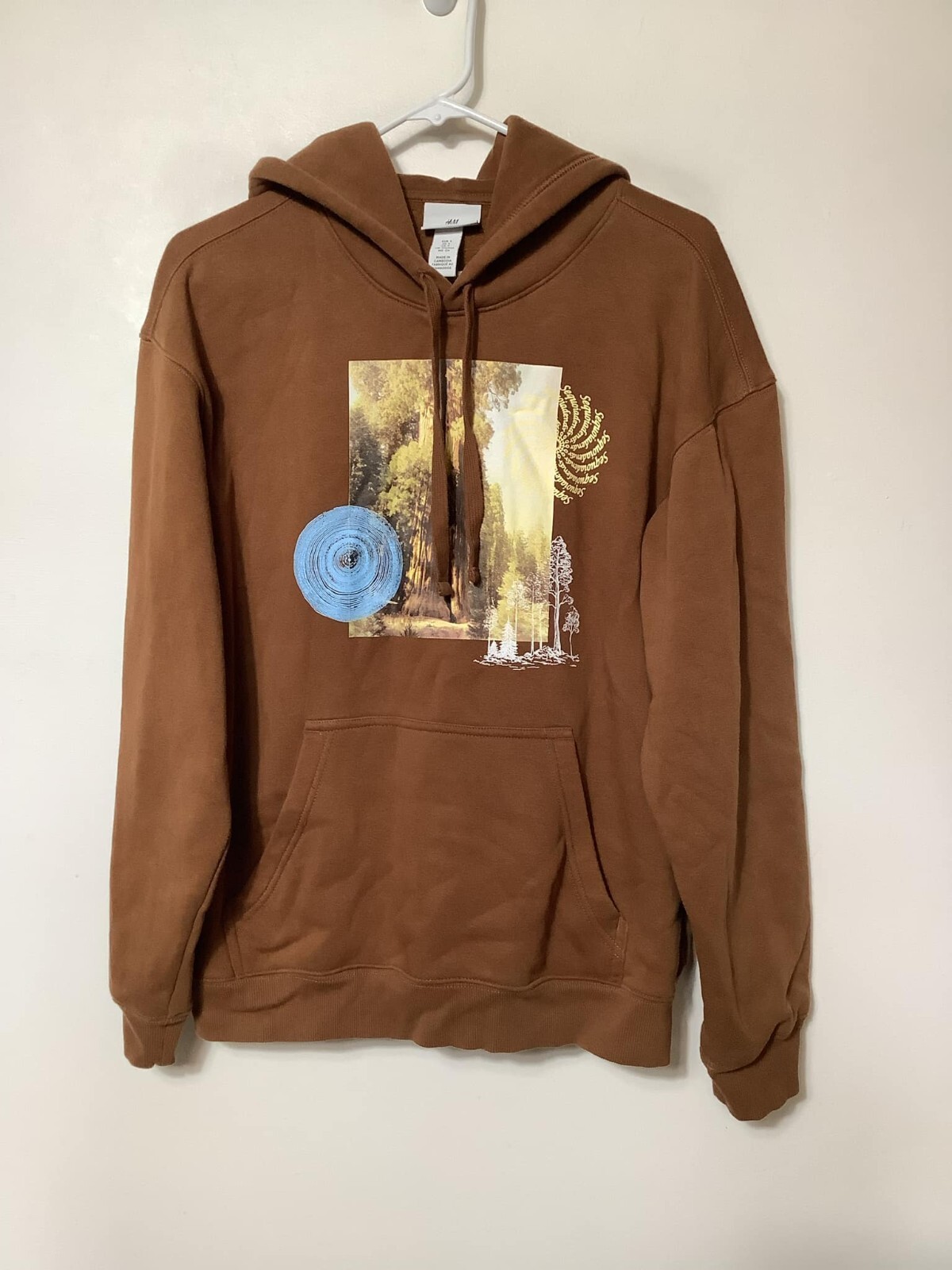 H&M Sequoia Tree Graphic Unisex Adult Brown Hoodie