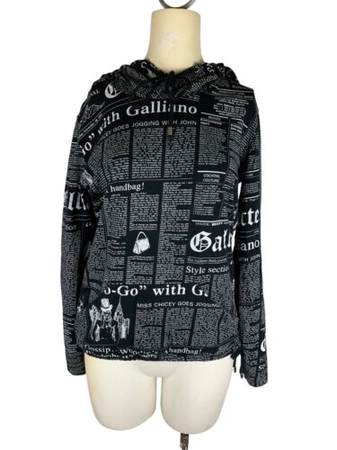 John Galliano Newspaper Print Hoodie | Mercy Vintage