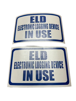 2 Pack - ELD IN USE Vinyl Decal Electronic Logging Device 8''W x 5''H Gloss Blue
