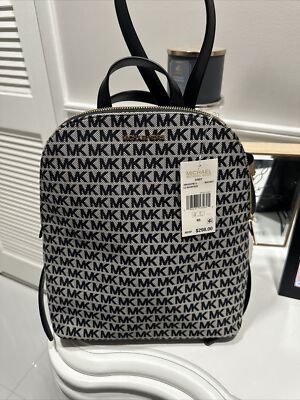 NWT MICHAEL KORS Cindy Large Backpack MK Logo Black $298
