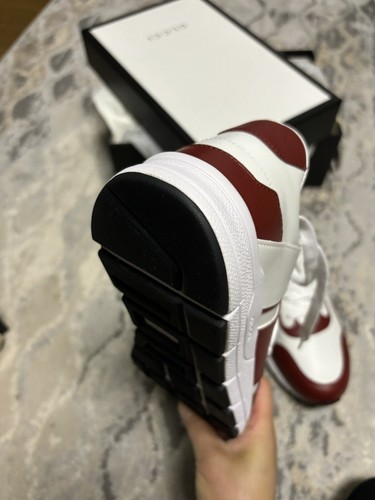 Pre-owned Gucci Women Sneakers Burgundy And White With  Logo Size 35.5 Or 39.5