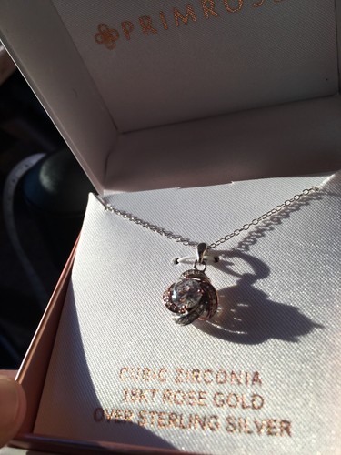 PRIMROSE 18KT Rose Gold Over Sterling Silver CZ Lover's Knot Necklace 18