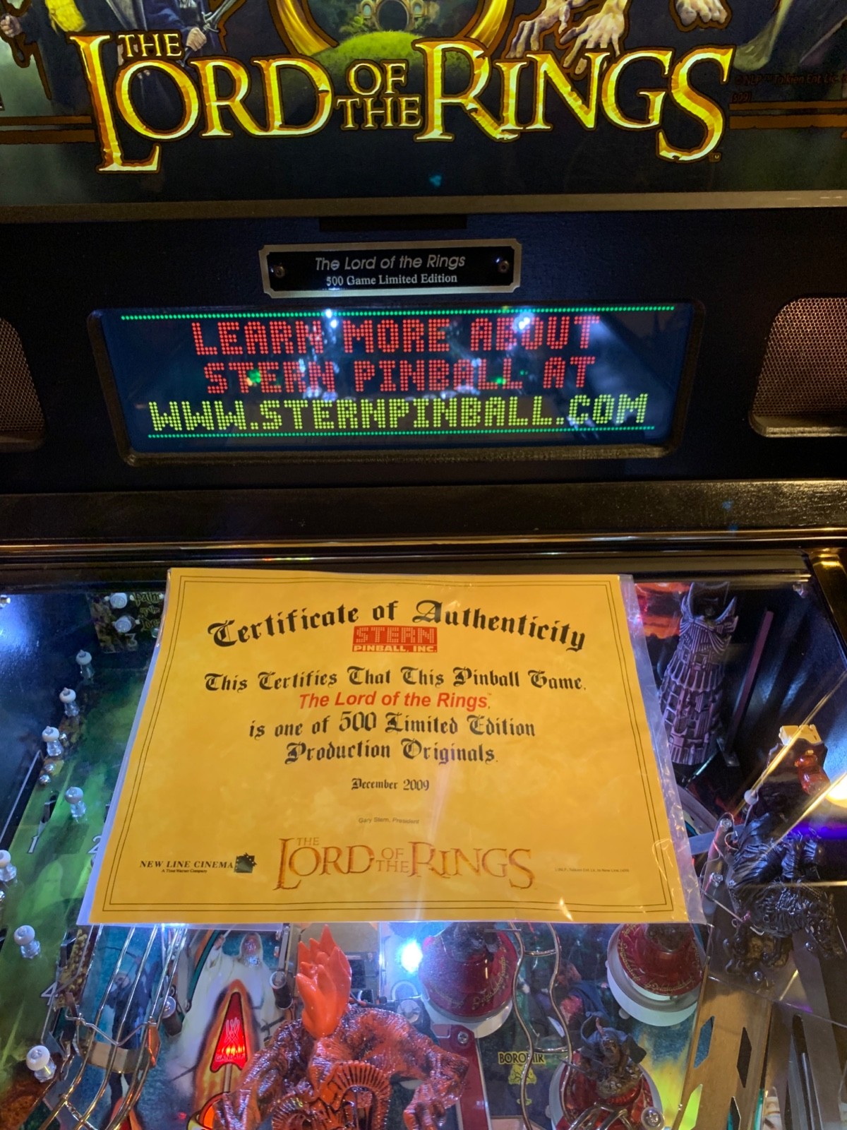lord of the rings le pinball machine