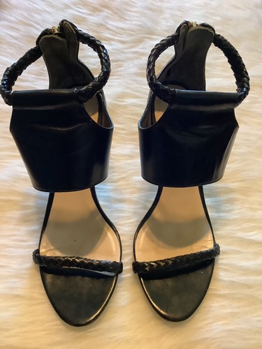 Cole Haan ブラック ハイヒール7.5B Cole Haan Women's 7.5 B Black Leather Slip On Platform Heel
